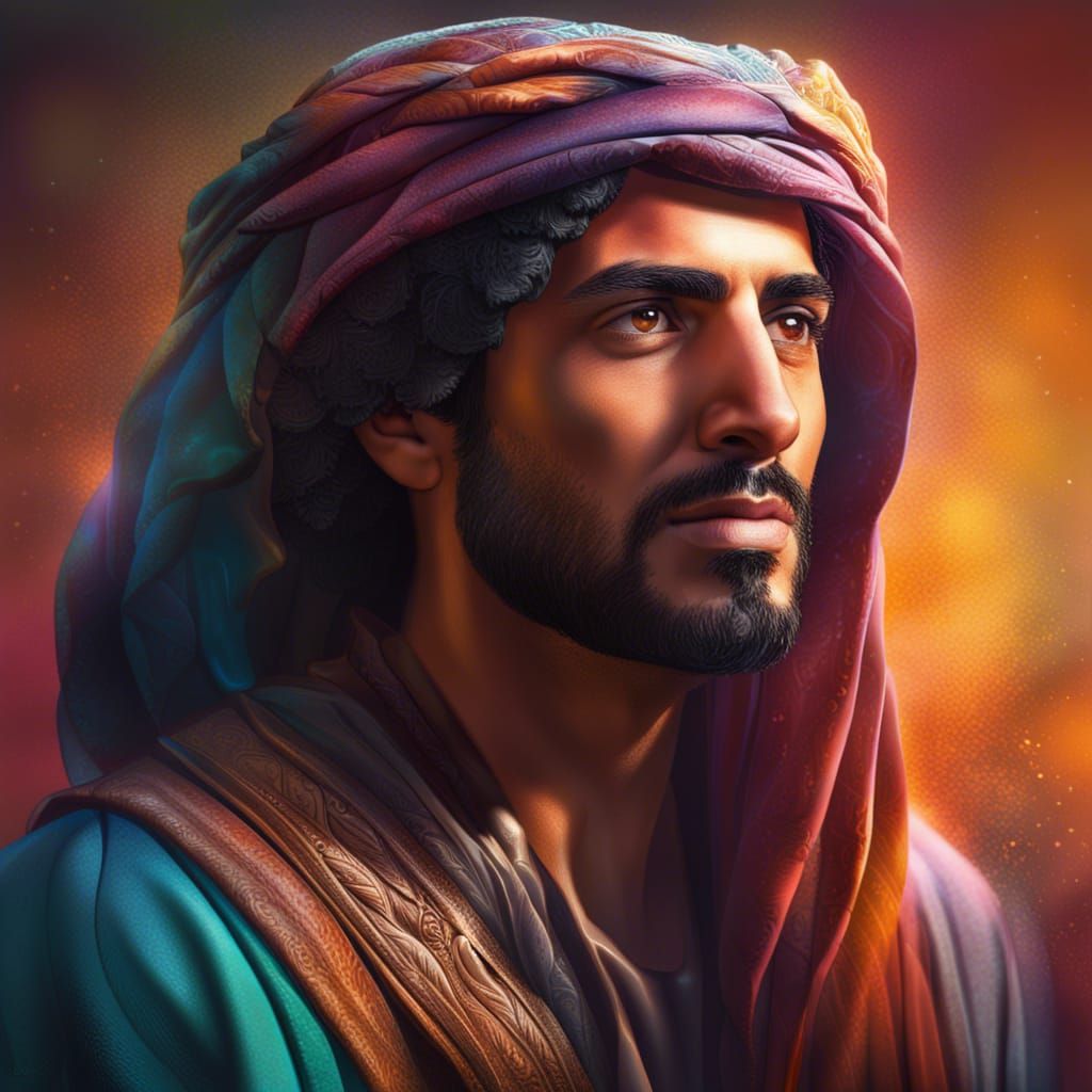 Detailed Portrait of Arab Man in Gittra
