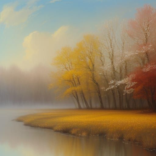 Ethereal Seasons Merge in a Surreal Landscape