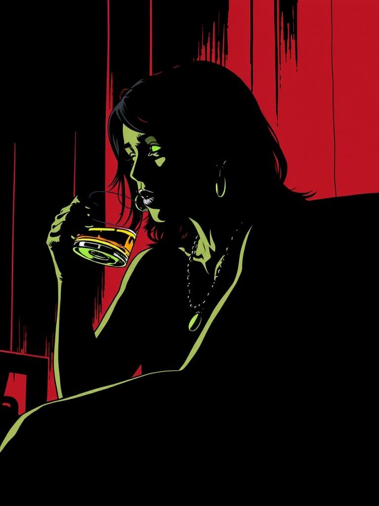 Graphic Novel Portrait: Indigenous Woman in Sin City Style