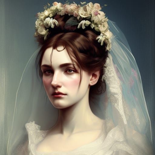 Victorian Bride Portrait in Hyperdetailed Digital Art
