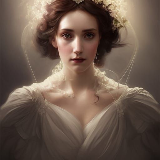 Victorian Bride Portrait in Art Nouveau Style