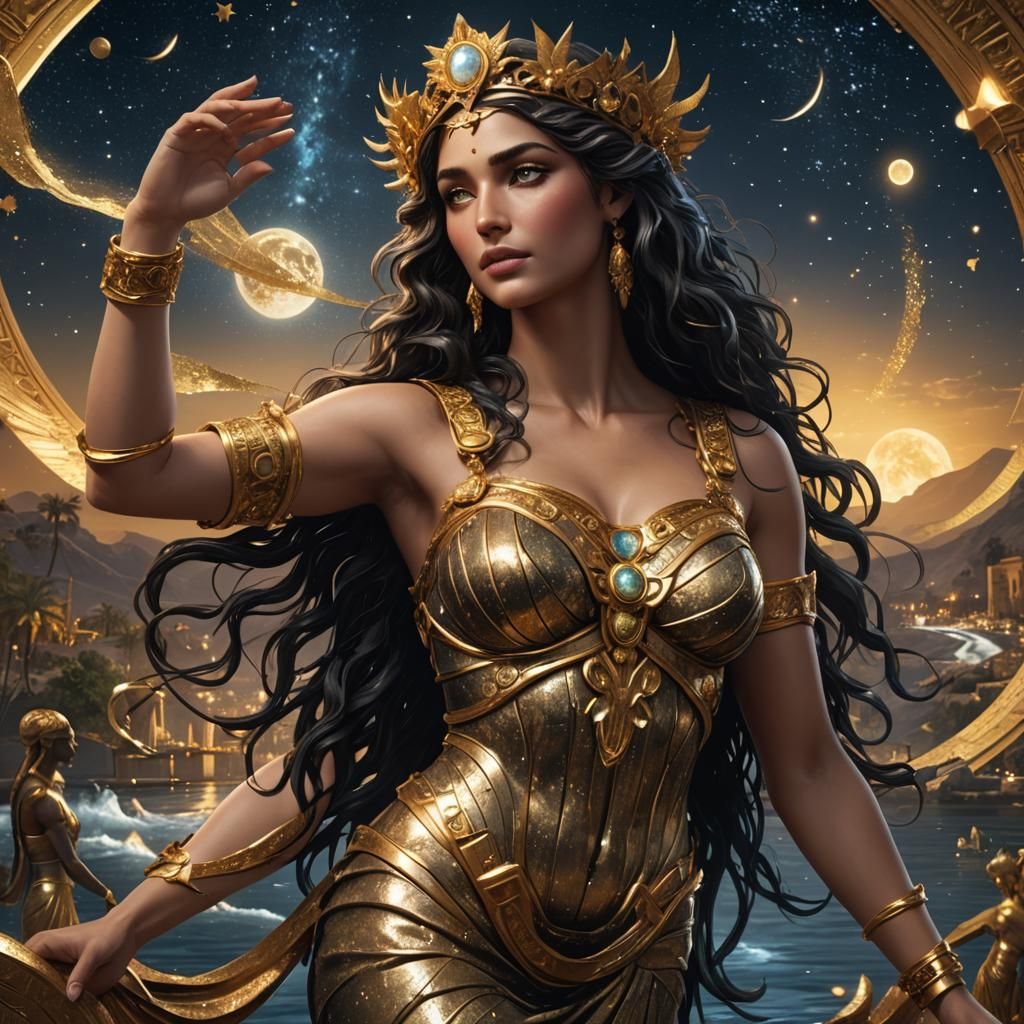 Aphrodite, Olympian Goddess, in the Nile River