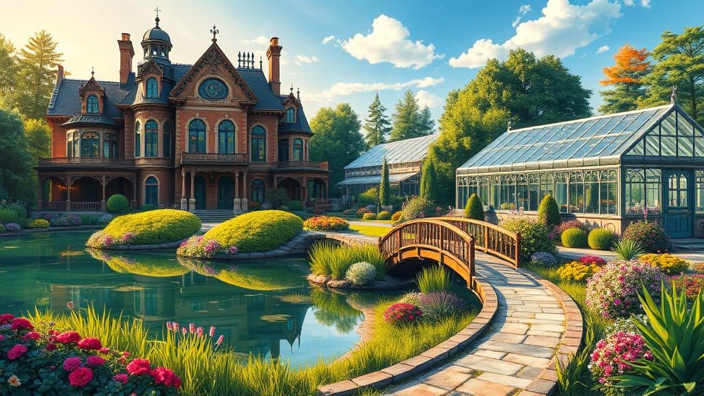 Elegant Victorian Estate with Lush Gardens and Hydroponics F...