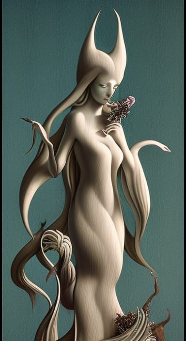 Celestial Woman in Surreal Star, Fairytale Art