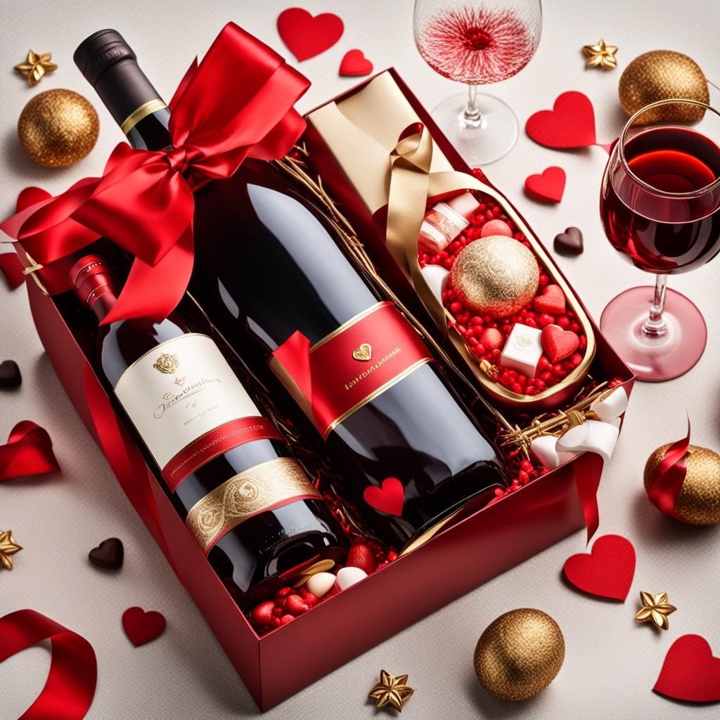 Luxurious Valentine's Day Gift Basket with Wine