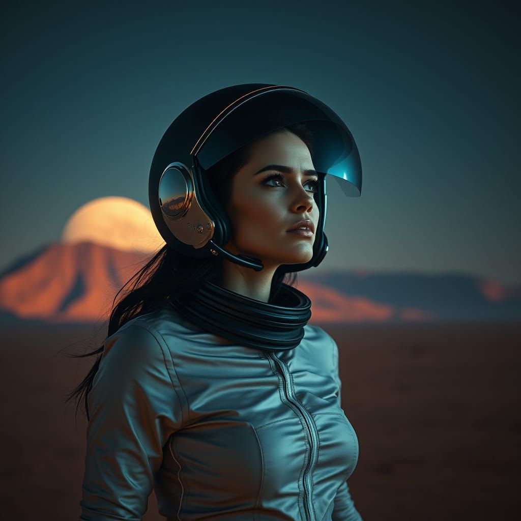 Sensual Martian Explorer in a Red Planet Landscape