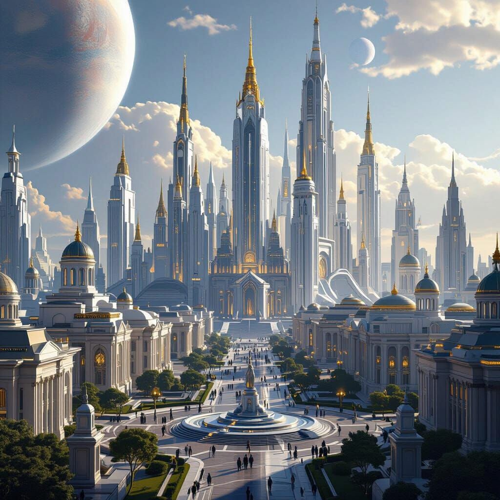 Majestic Futuristic City of Clark City on Planet Ran