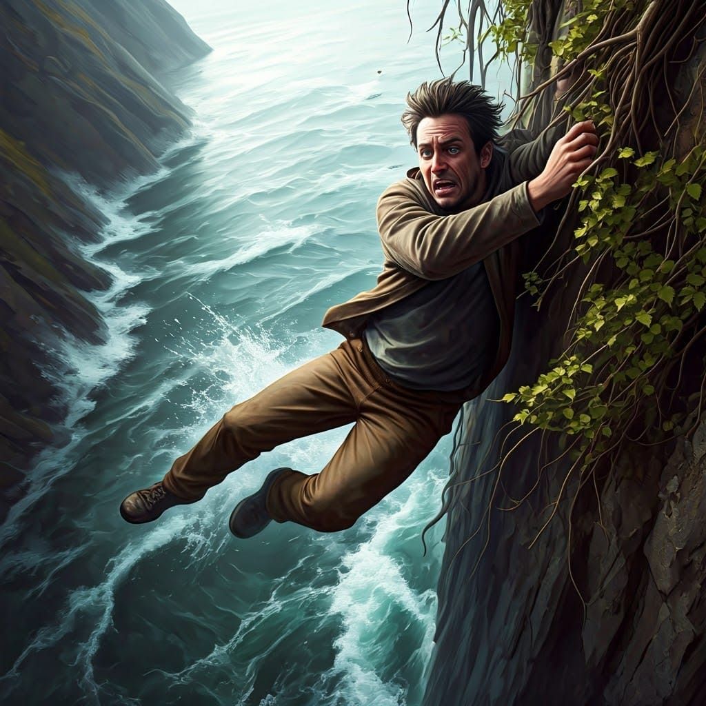 Man Hangs On for Life as River Below Unleashes Fury