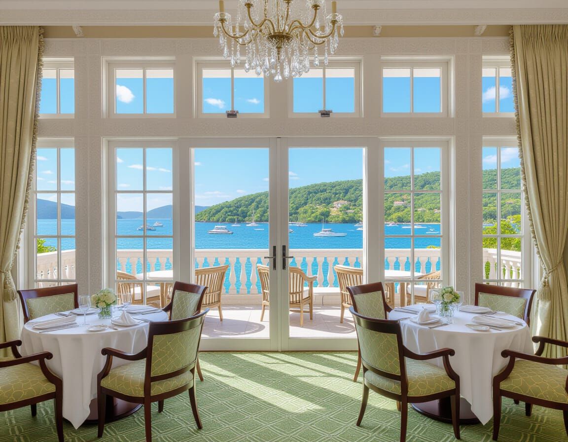 Luxurious Dining Room With Ocean View