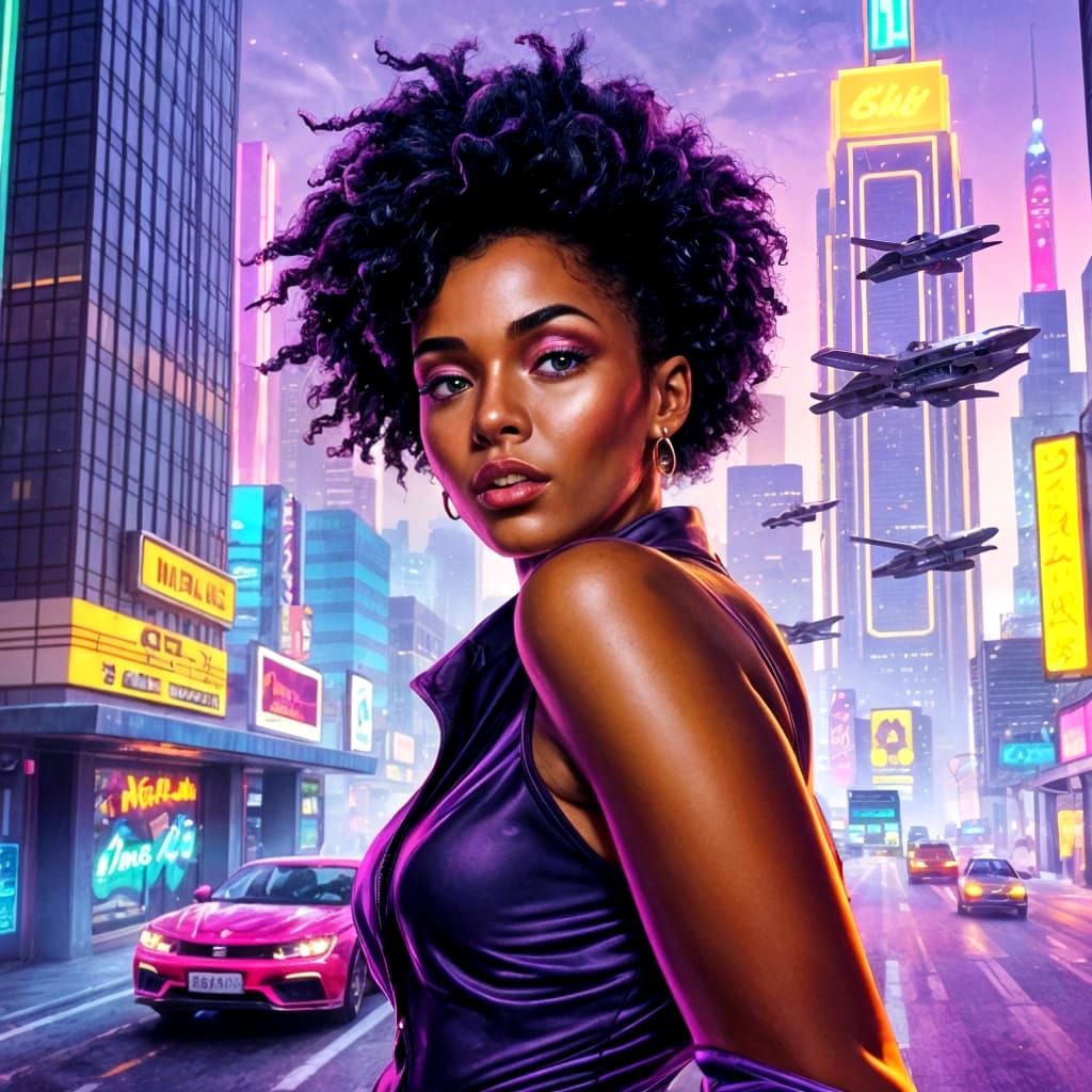 Glowing Neon Portrait of a Distant Future