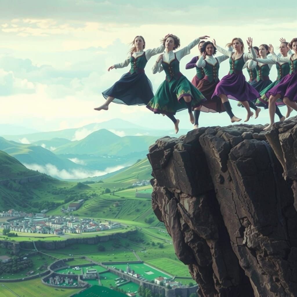 Irish Dancers on Cliff Edge: Digital Matte Painting