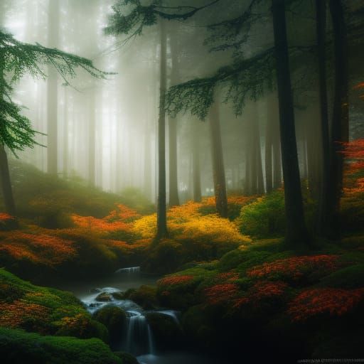 Enchanted Forest in a Starry Night, Digital Art