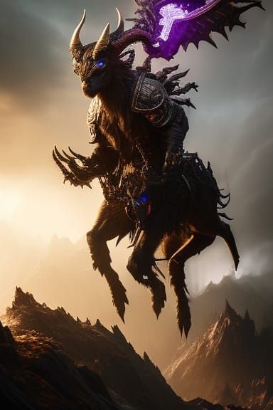 Goat Demon Oversees Contract in Dark Fantasy Style