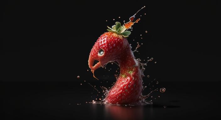 Square Strawberry Concept Art in 3D Rendering
