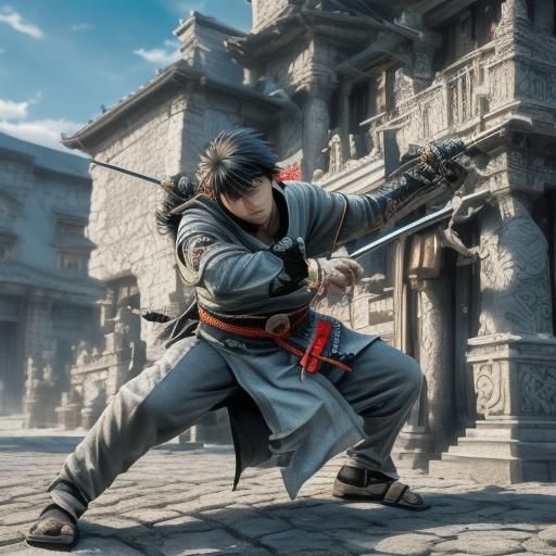 Blind Swordsman: Kenji Hinata in 3D Anime Art