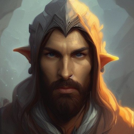 Detailed Portrait of a Handsome Elven Mage