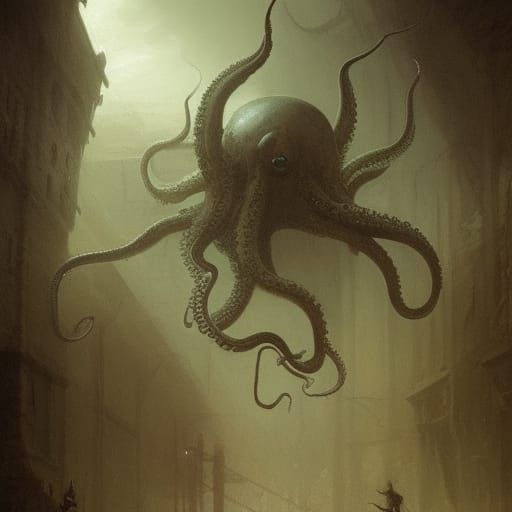 Horror Octopus Gang in Gustave Doré Style