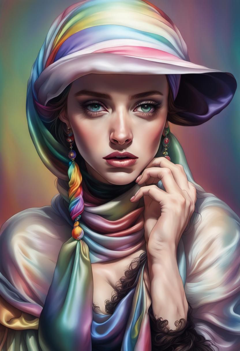 #headscarf #scarf #satin #dress #tacky #sissy #puffy #rainbo...