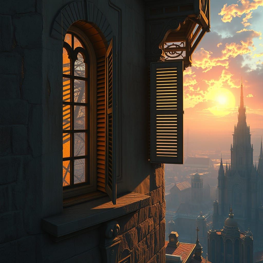 Fantastical Window Scene in Detailed Matte Painting