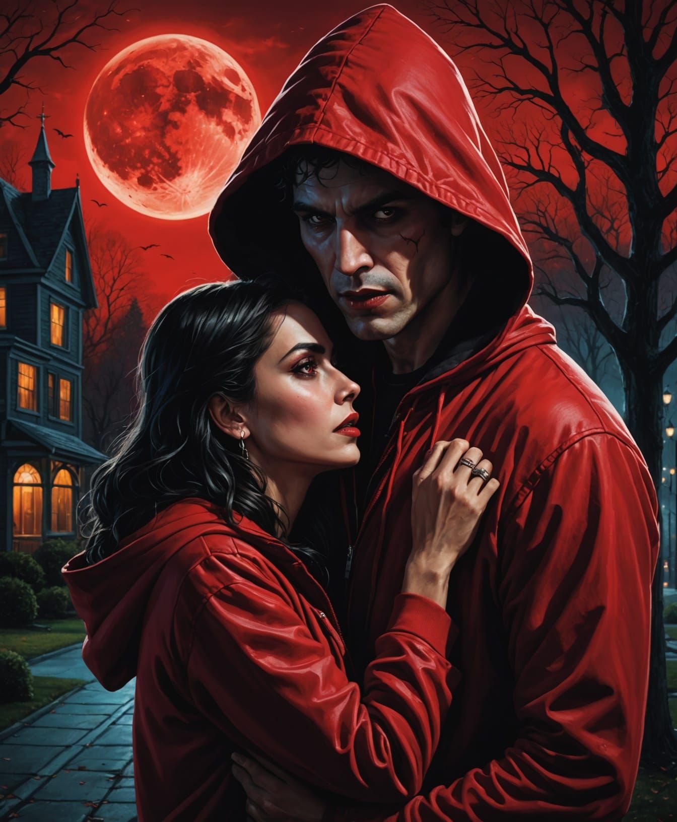 Vampire's Midnight Embrace in Dark Academia Style