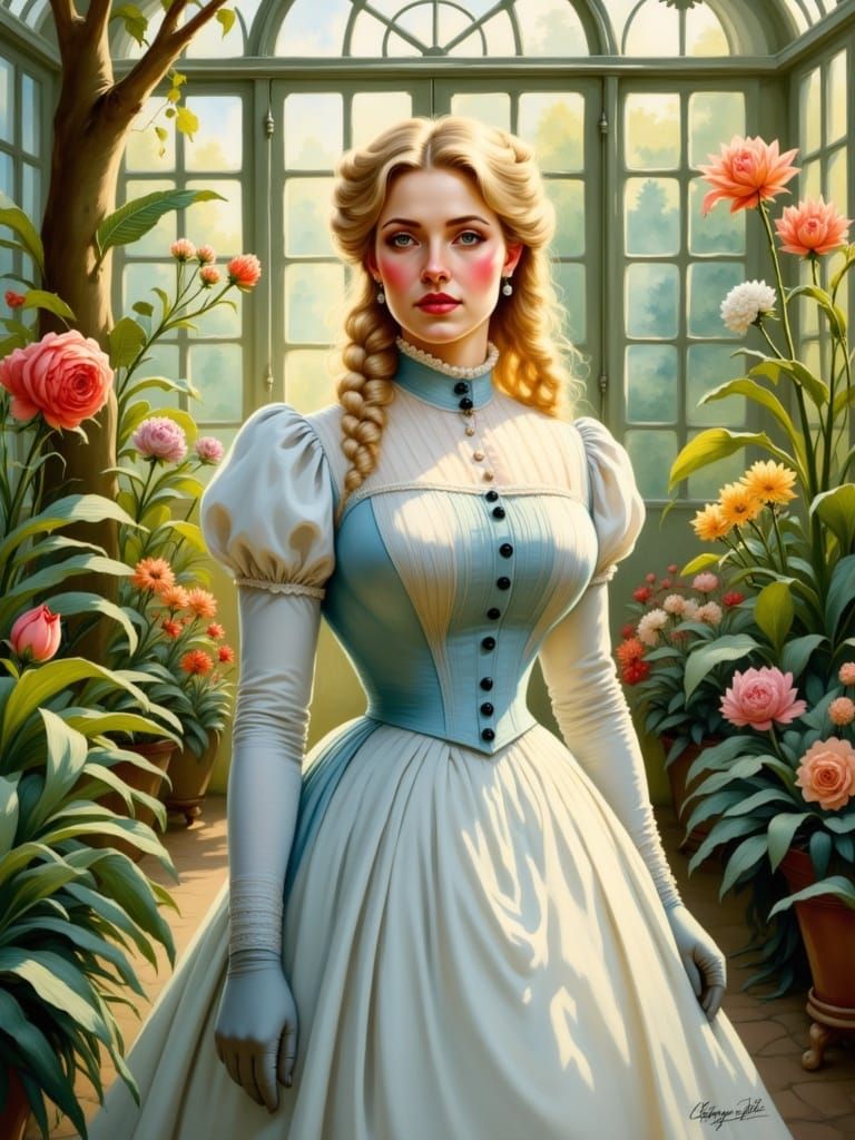 Victorian Beauty in a Watercolor Style
