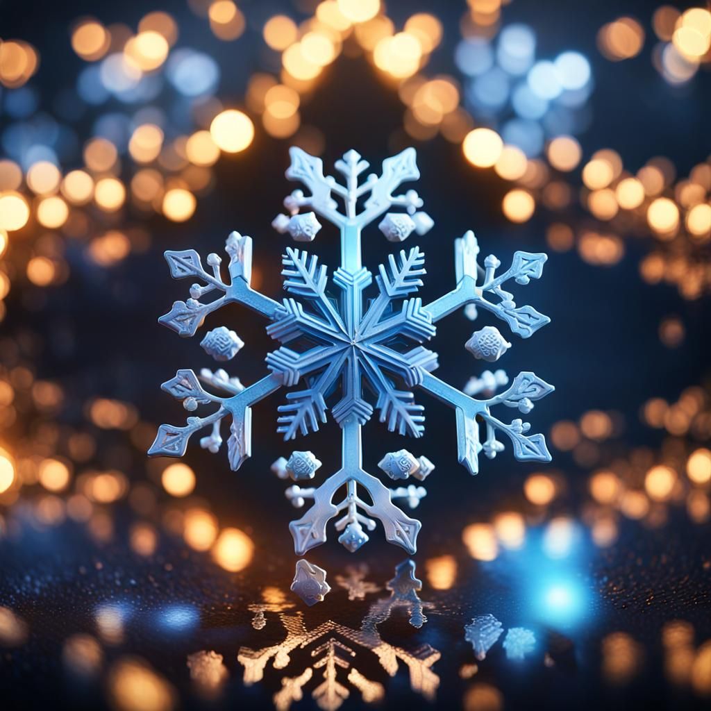 Hyperrealistic Snowflake in Volumetric Lighting