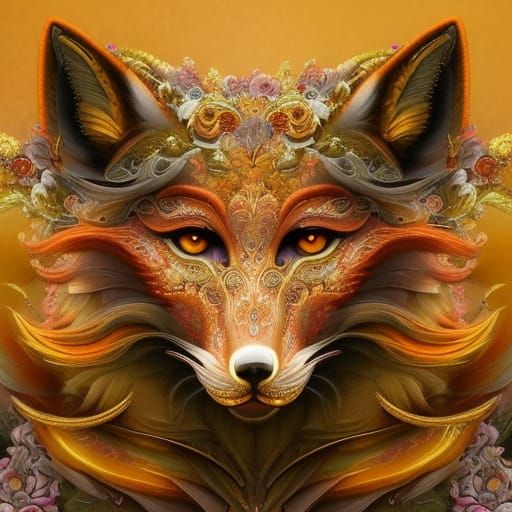 Floral Celestial Fox: Digital Matte Painting