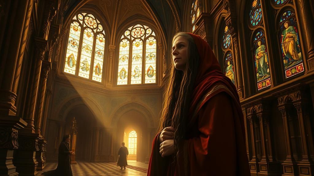 Byzantine Cathedral: Ancient Prophetess in Golden Light