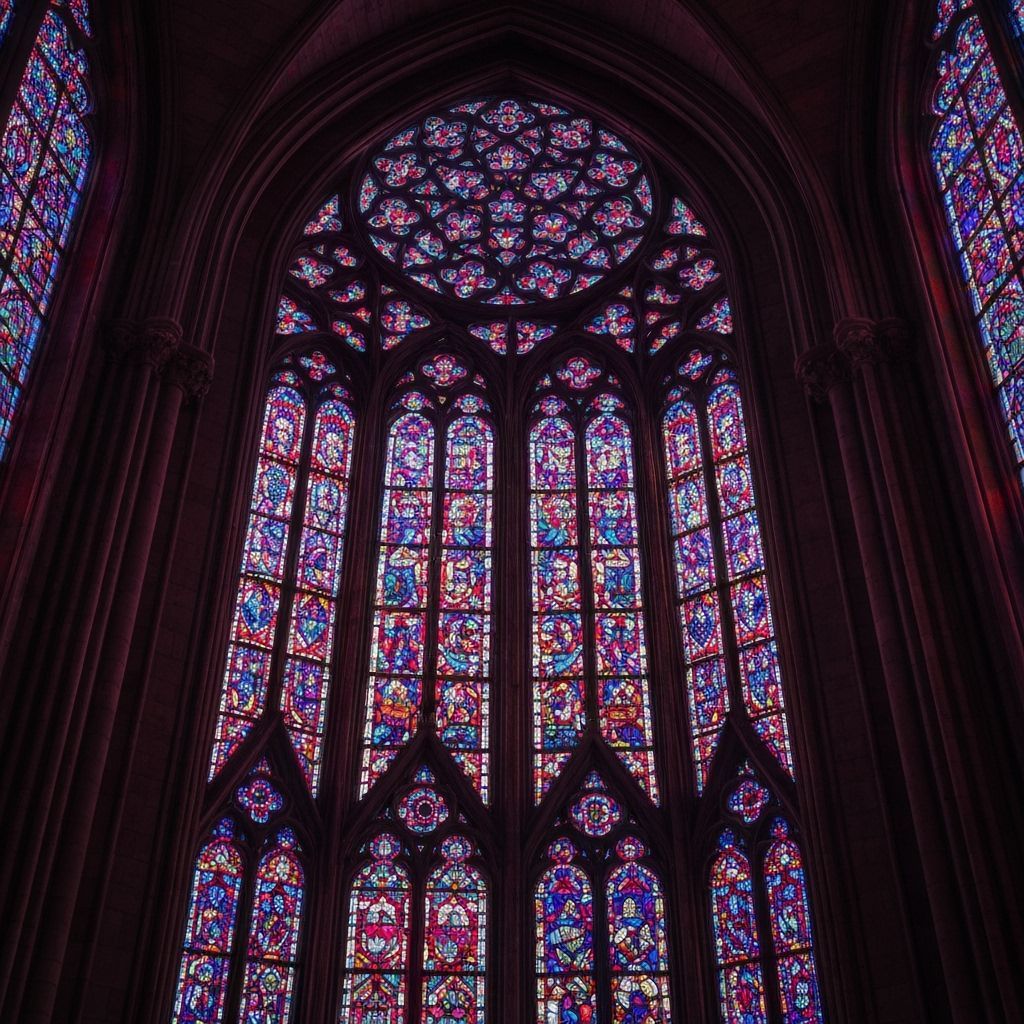 Psychedelic Stained Glass in Gothic Cathedral