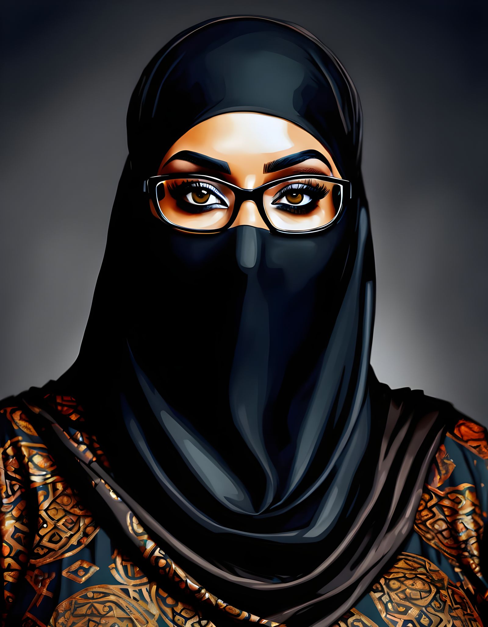 Glowing Middle Eastern Woman in Vibrant Pop Art Portrait