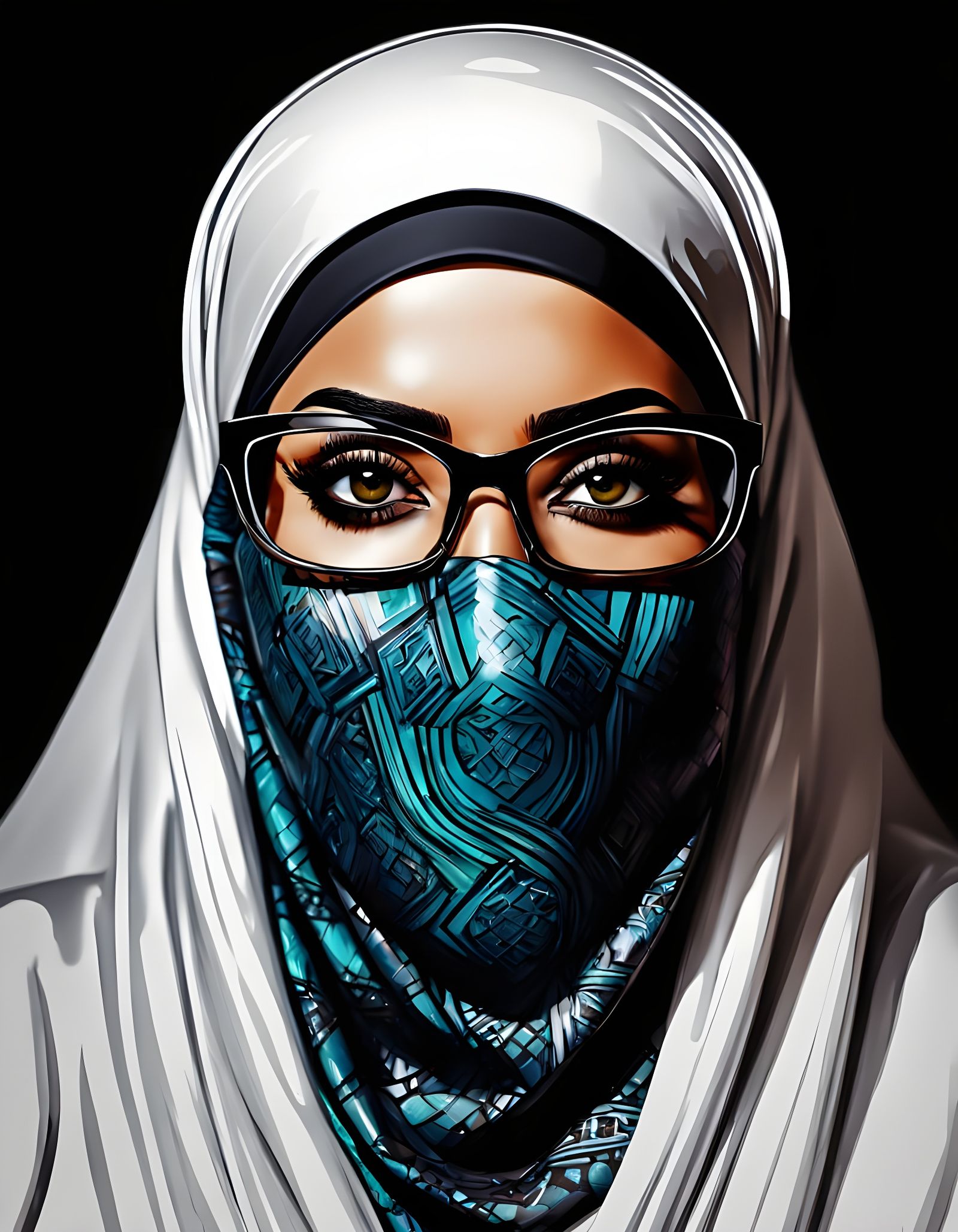 Elegant Niqabi Woman in Vibrant Pop Art Style