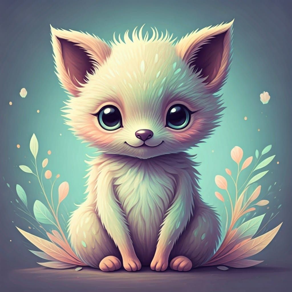 Whimsical Pastel Creature in Dreamy Landscape