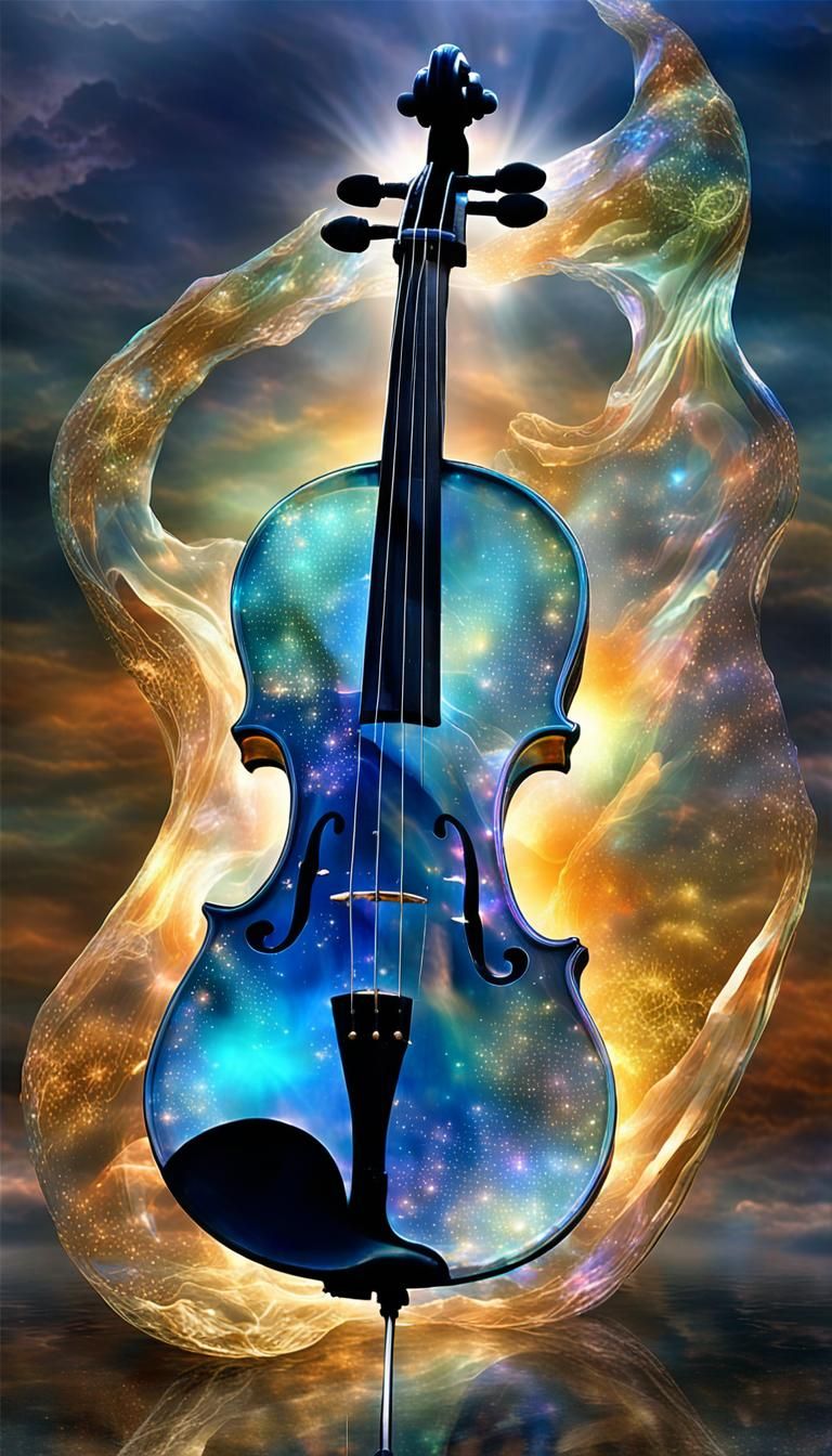 Celestial Glass Violin Exudes Heavenly Scene