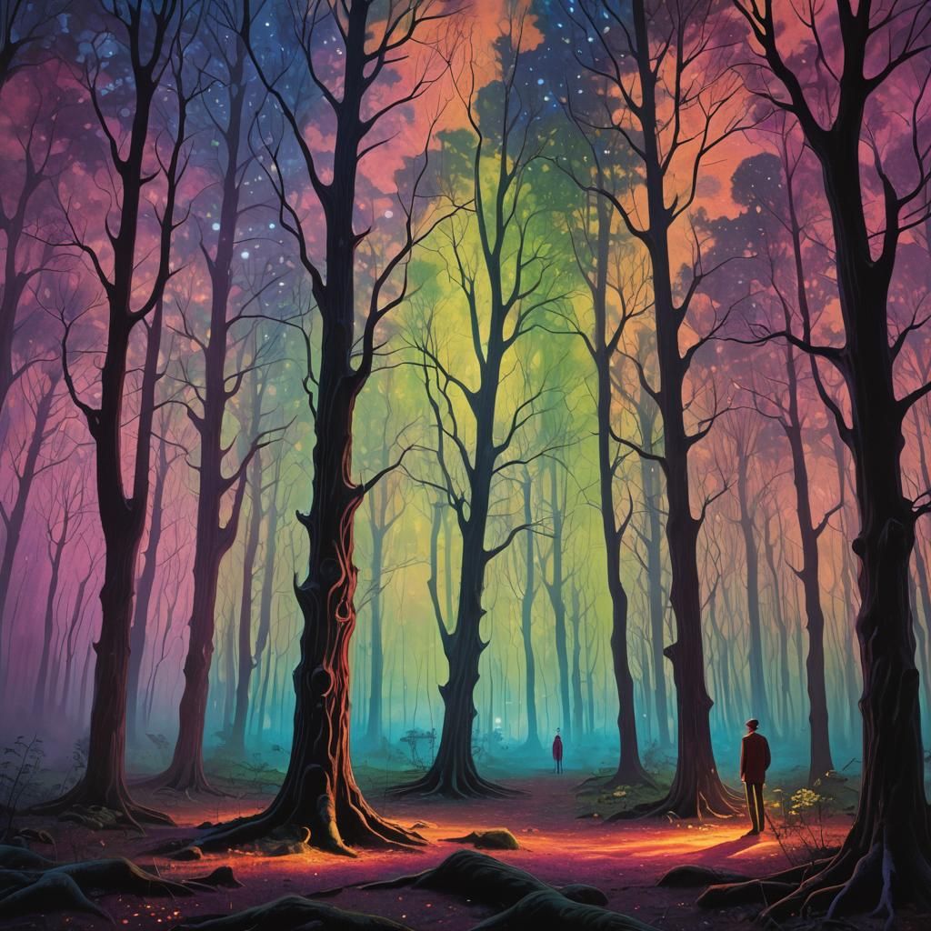 Luminescent Forest Dreamscape in Surrealist Style