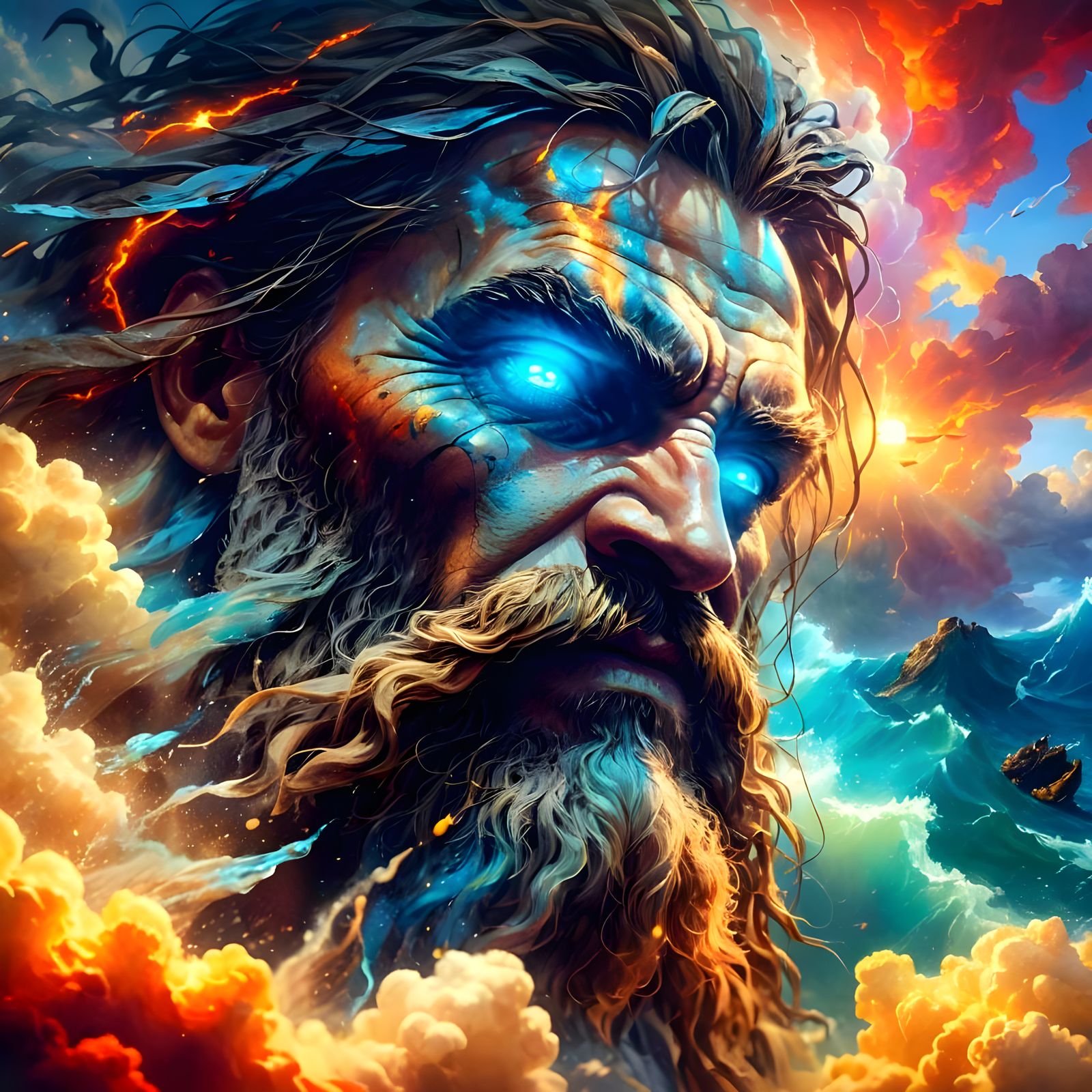 Moses Parts the Red Sea: Hyperrealistic Splash Art
