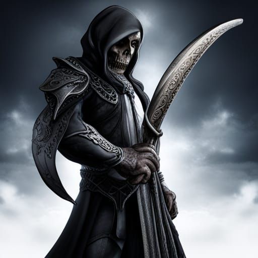 Grim Reaper in Leather Jacket with Shortsword