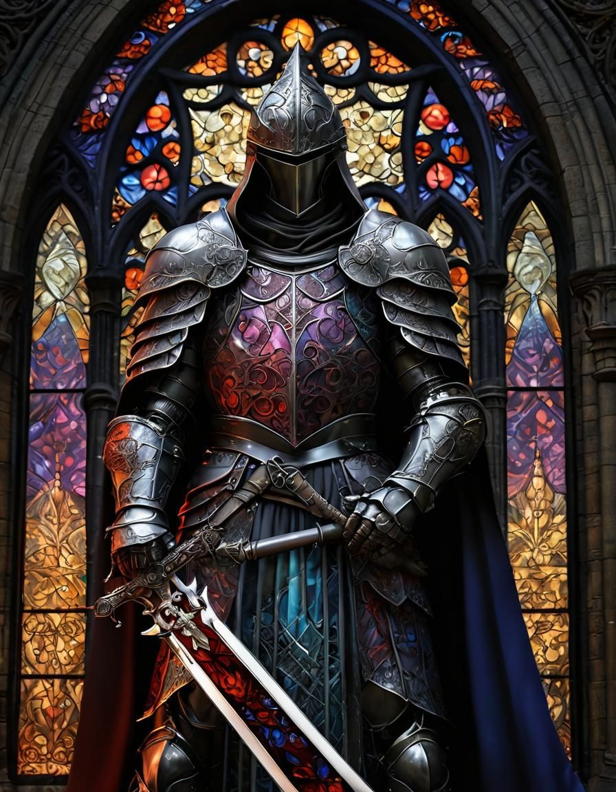 (waist up image)+++, Stained Glass Ink Colored, High Gothic,...