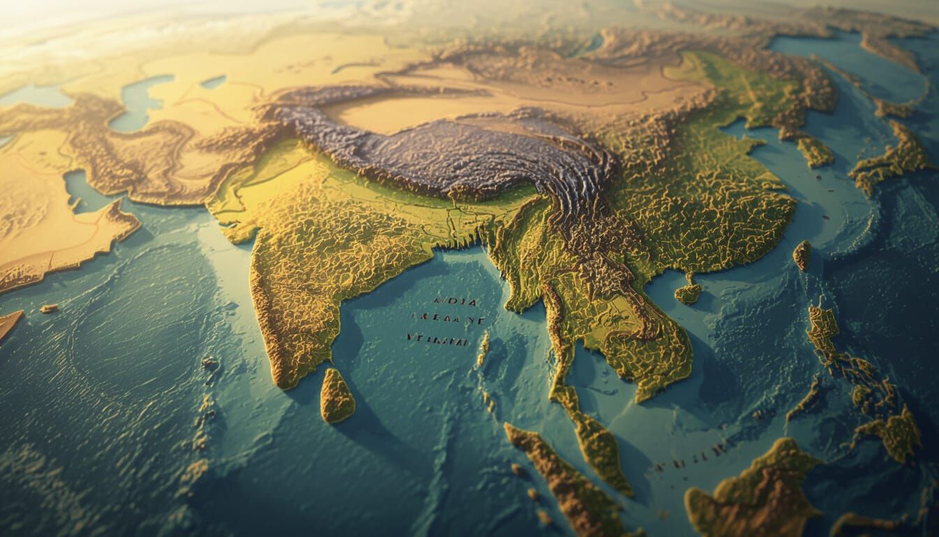 Detailed 3D Map: India to Netherlands Scenic View