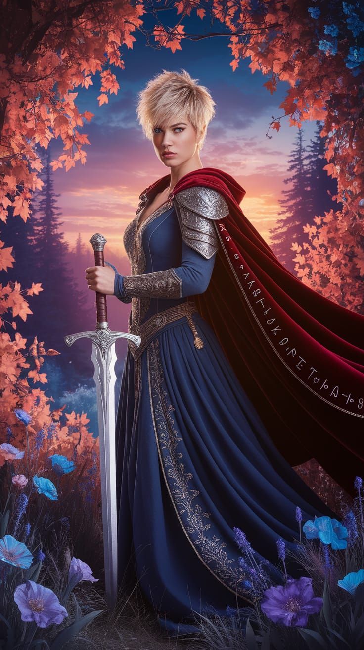 Majestic Warrior of Dazzling Beauty in Dreamlike Setting