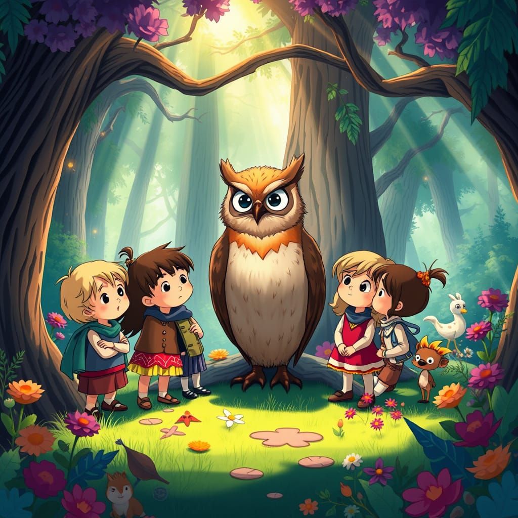 Enchanted Forest Scene in Miyazaki Style