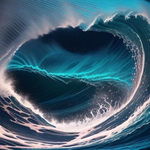 Octopus Rides Wave in Hokusai Style Digital Art