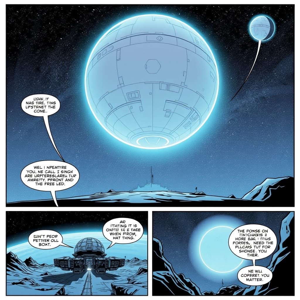 Giant Spherical Spaceship Lands on Futuristic Spaceport