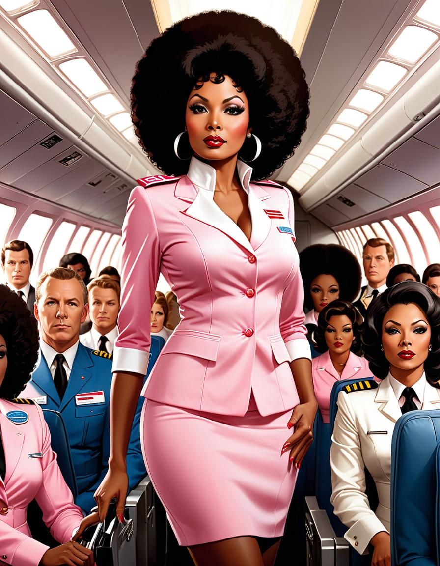 Pam Grier as Flight Attendant in Comic Book Art