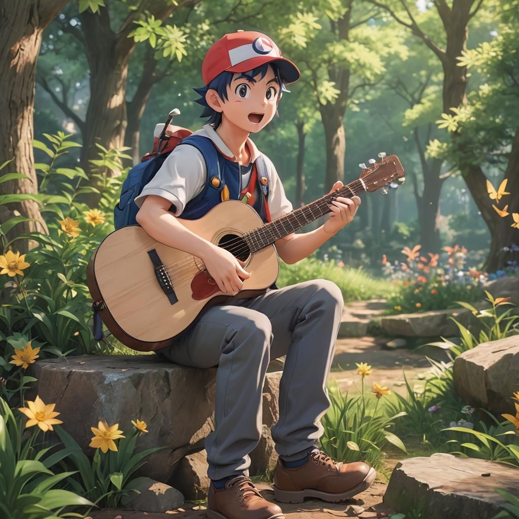 Ash Ketchum: 3D Anime Art Country Singer