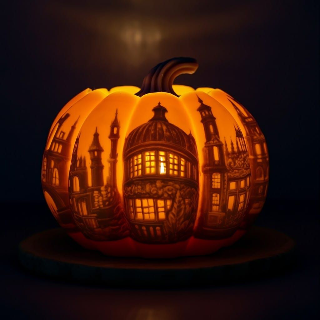 Ornate Wax Pumpkin Candle Inspired by Old Masters