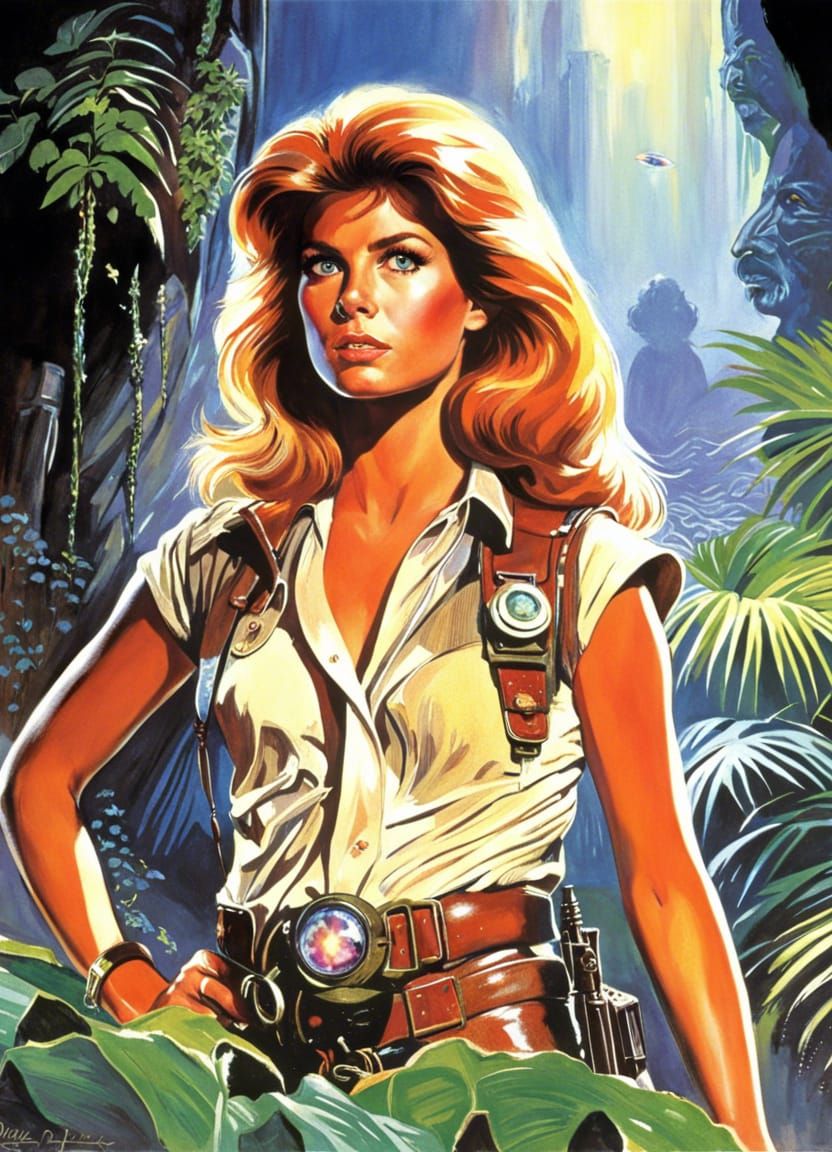Adventurer in Jungle Ruins, Movie Poster Art