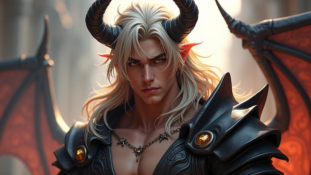 Anime Style Devil Figure with Platinum Hair