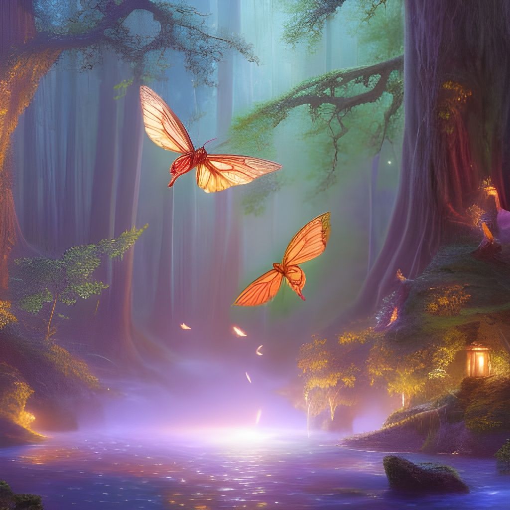 Enchanted Forest Fairy with Firefly Wings