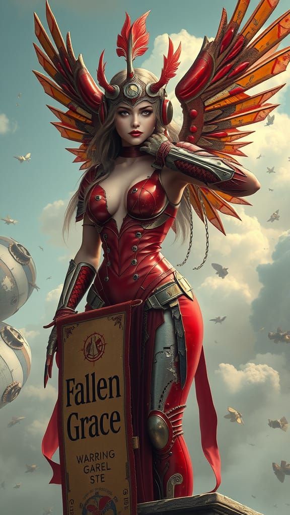 Steampunk Warrior Pin-Up with Mechanical Body