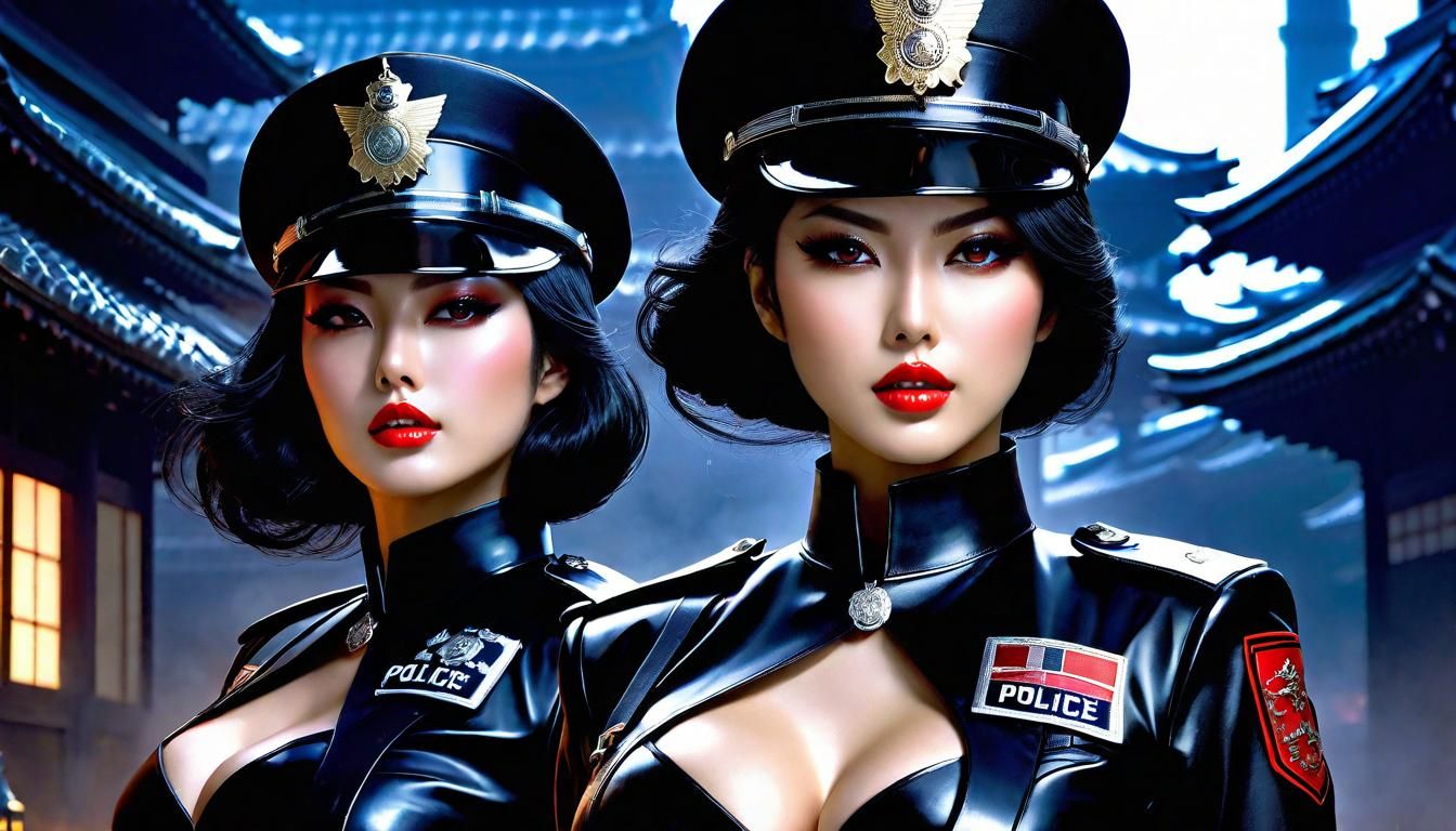 Gothic Japan Policewomen in Latex Uniforms